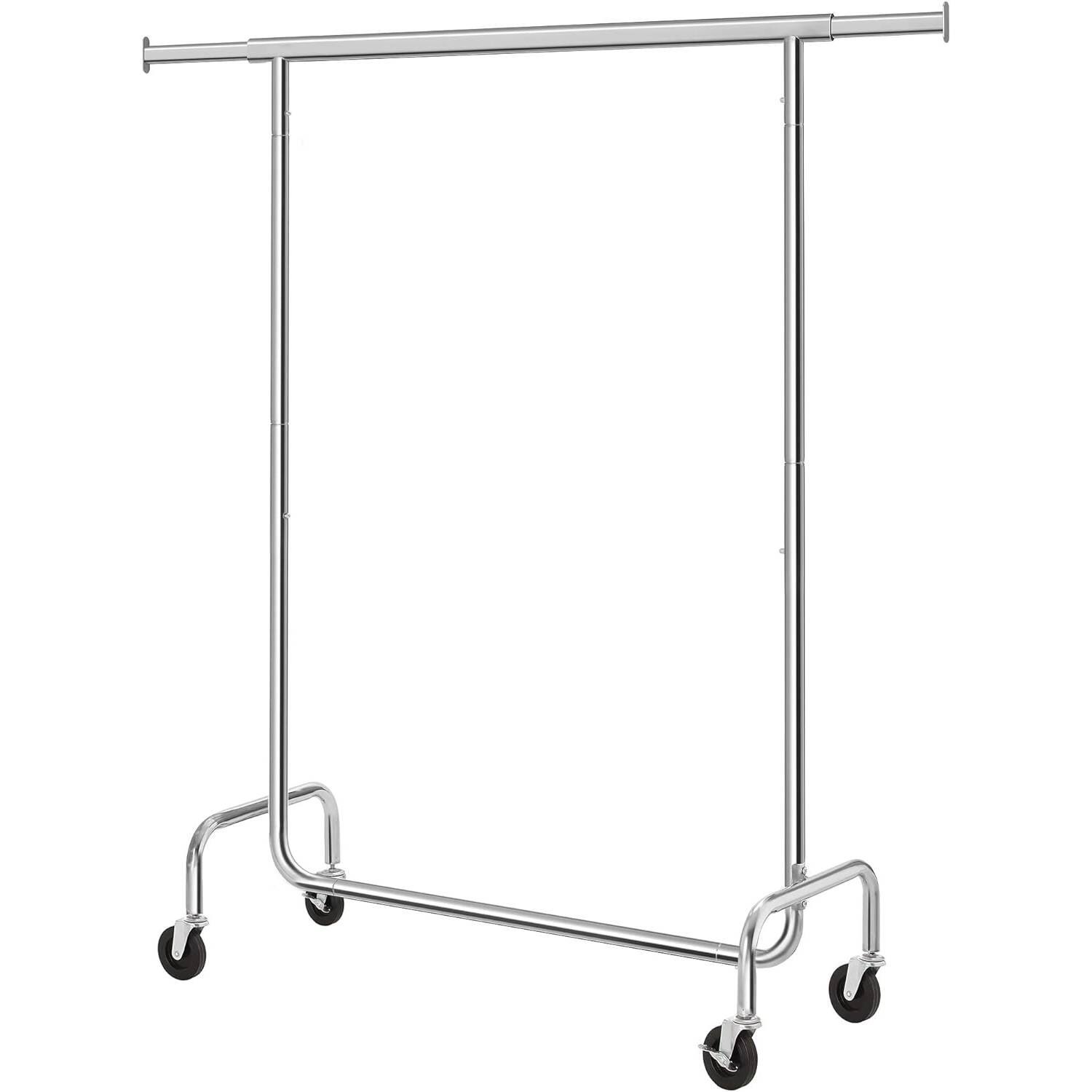 Hivvago - Heavy Duty Metal Tube Clothes Garment Rack on Wheels with 286 lb. Capacity - Silver