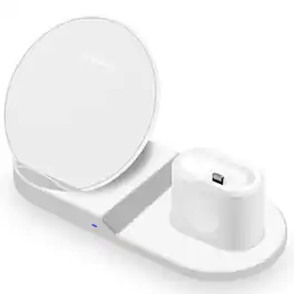 Link - 3 in 1 Apple Wireless Charging Station for iPhone, Apple Watch and Airpods - White - White