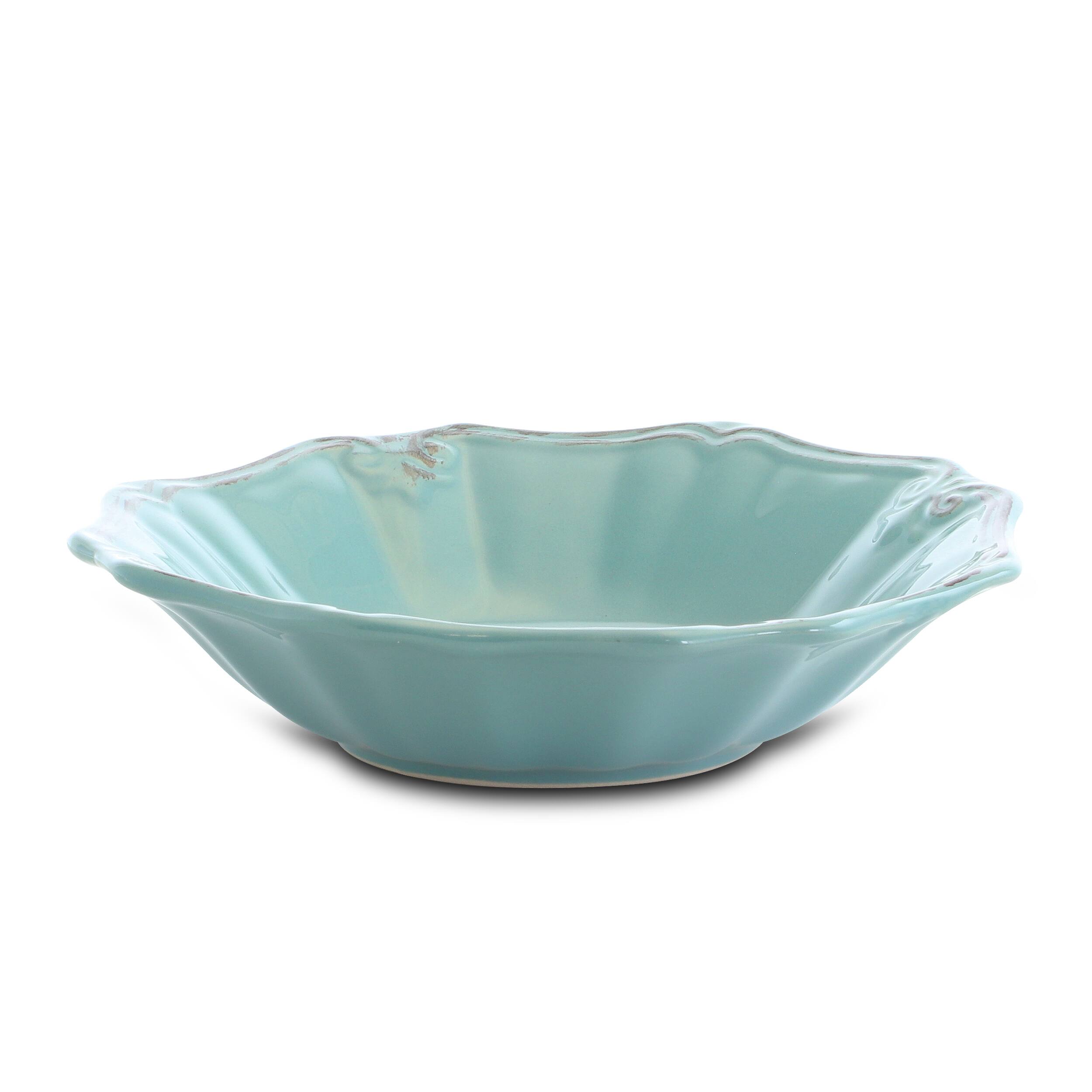 Alt View 1. Elama - Elama Fleur De Lys 20-Piece Dinnerware Set in Turquoise - Turquoise.