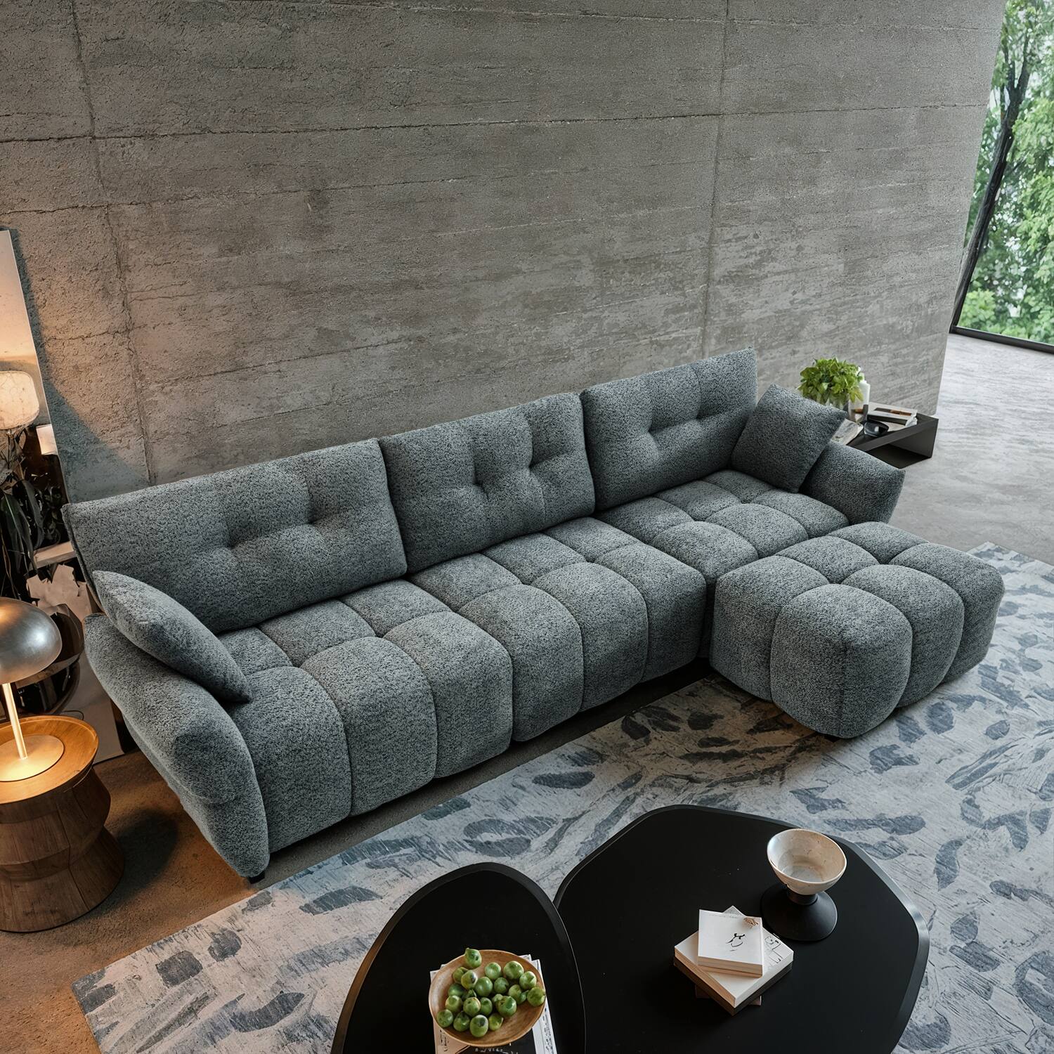 Back. Homsee - Modern L-Shaped Sectional Sofa Couch  4-Seater Living Room Furniture Comfortable Cushions Durable Wood Frame - Gray.