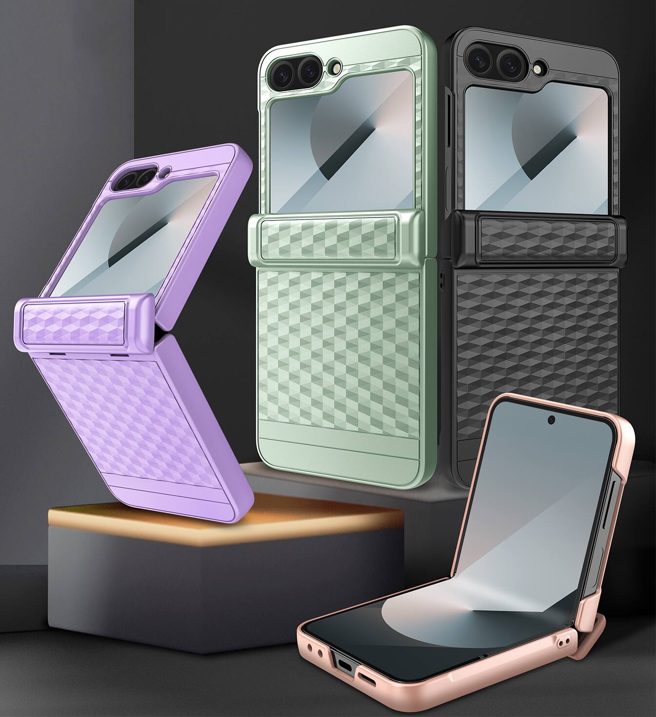 Alt View 6. Nakedcellphone - Sigma Rizz Case for Samsung Galaxy Z Flip 6 / Z Flip 7 FE - Screen Protection and Hinge Cover - Green.