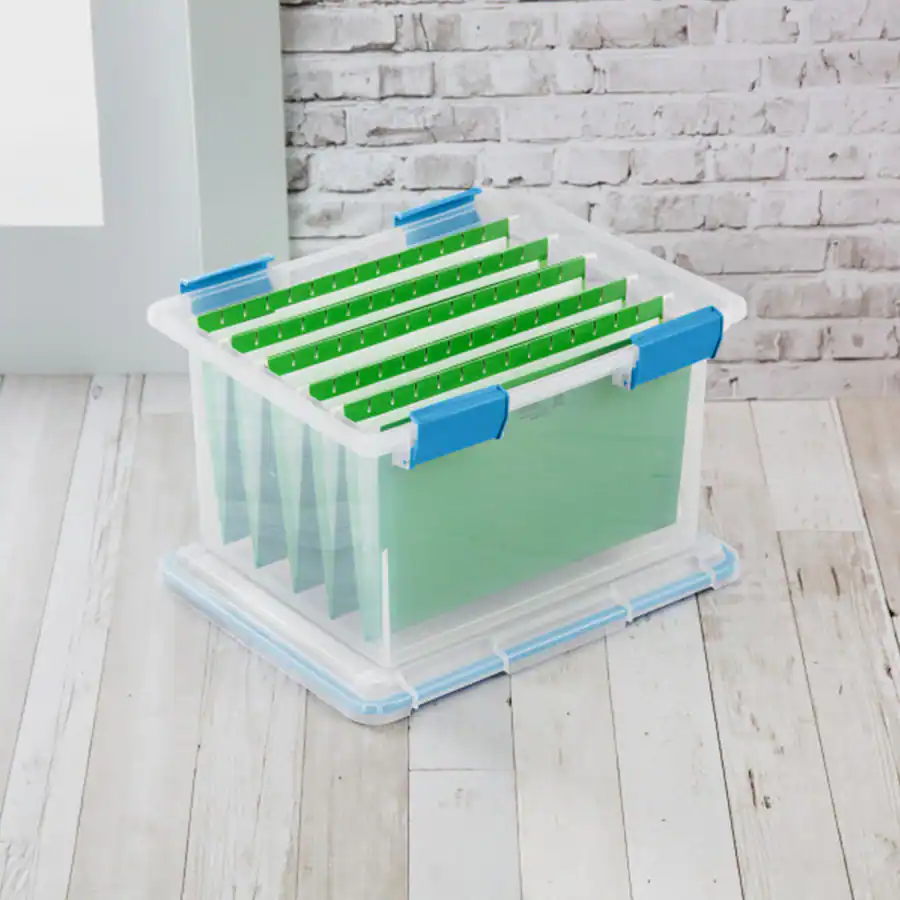 Stackable File Tote Sterilite Gasket Box, Stackable File Tote Storage Bin with Lid, 32 ...