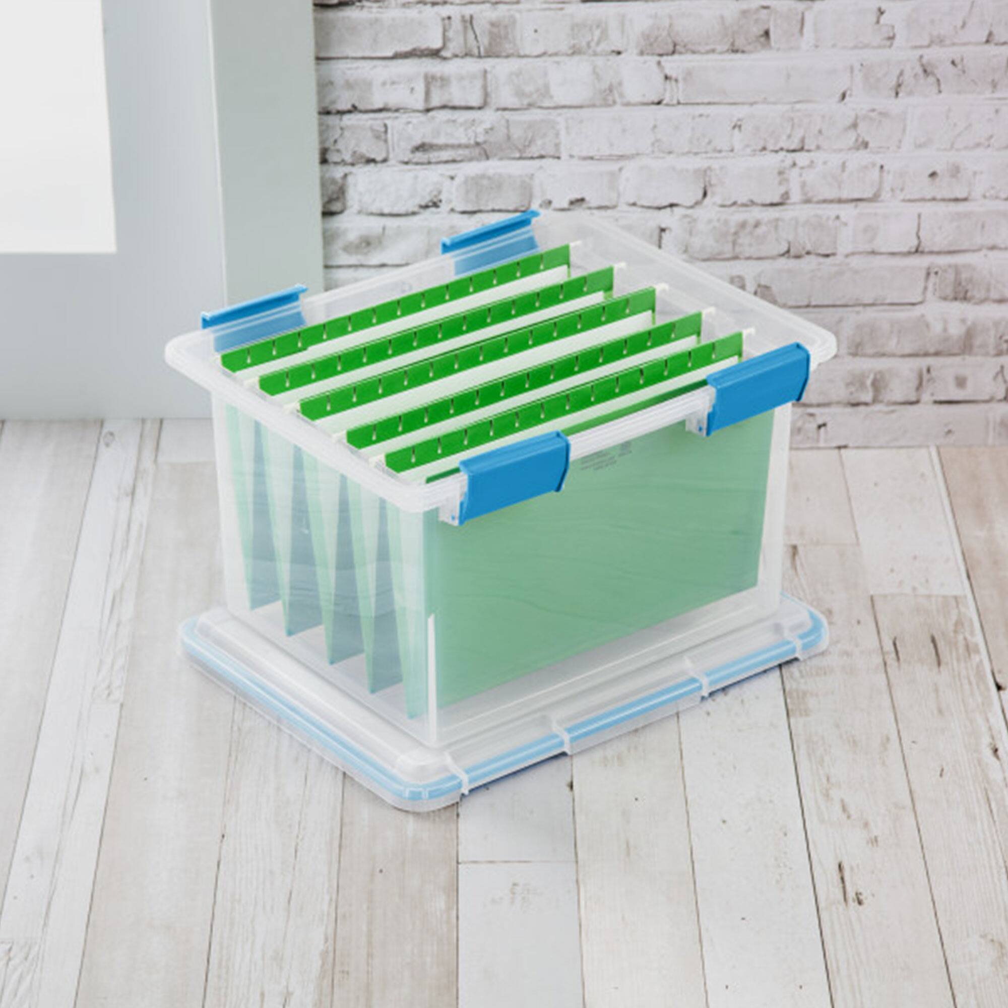 Alt View 2. Sterilite - Sterilite 32 Quart Clear Stacking Storage Container with Gasket Lid, 12 Pack.