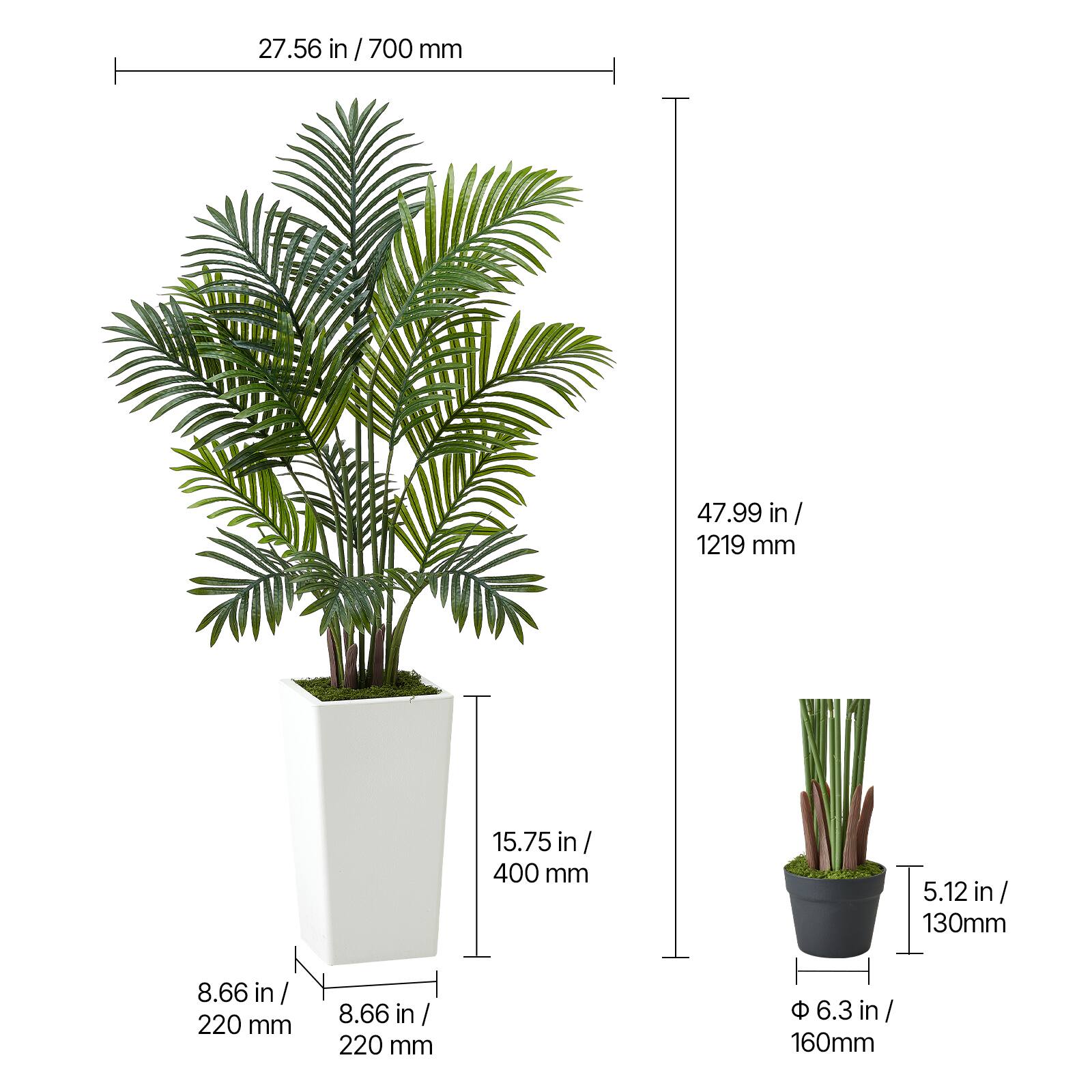 - 27.56 in / 700 mm
- 47.99 in / 1219 mm
- 15.75 in / 400 mm
- 8.66 in / 220 mm
- 8.66 in / 220 mm
- 5.12 in / 130 mm
- 6.3 in / 160 mm