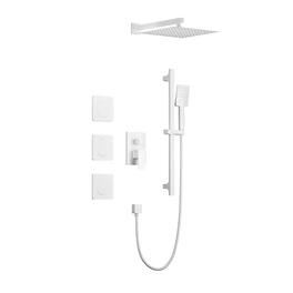 JUJABU - Shower System with Shower Head, Slide Bar, Bodysprays, Shower Arm, Hose, Valve Trim, and Lever Handles - White