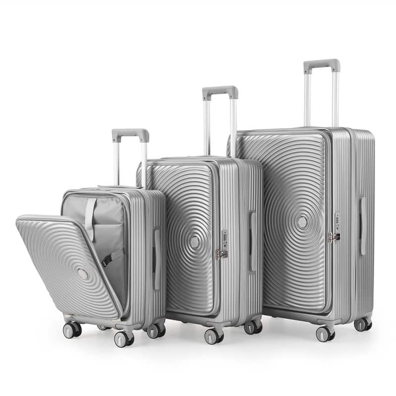 HTUTWOO - Luggage Sets 3 Piece 20/24/28" -Expandable Carry On with TSA Lock,100% PC Hard Shell Lightweight Suitcase,Spinner Wheels - Blue Tabletop + Silver Legs
