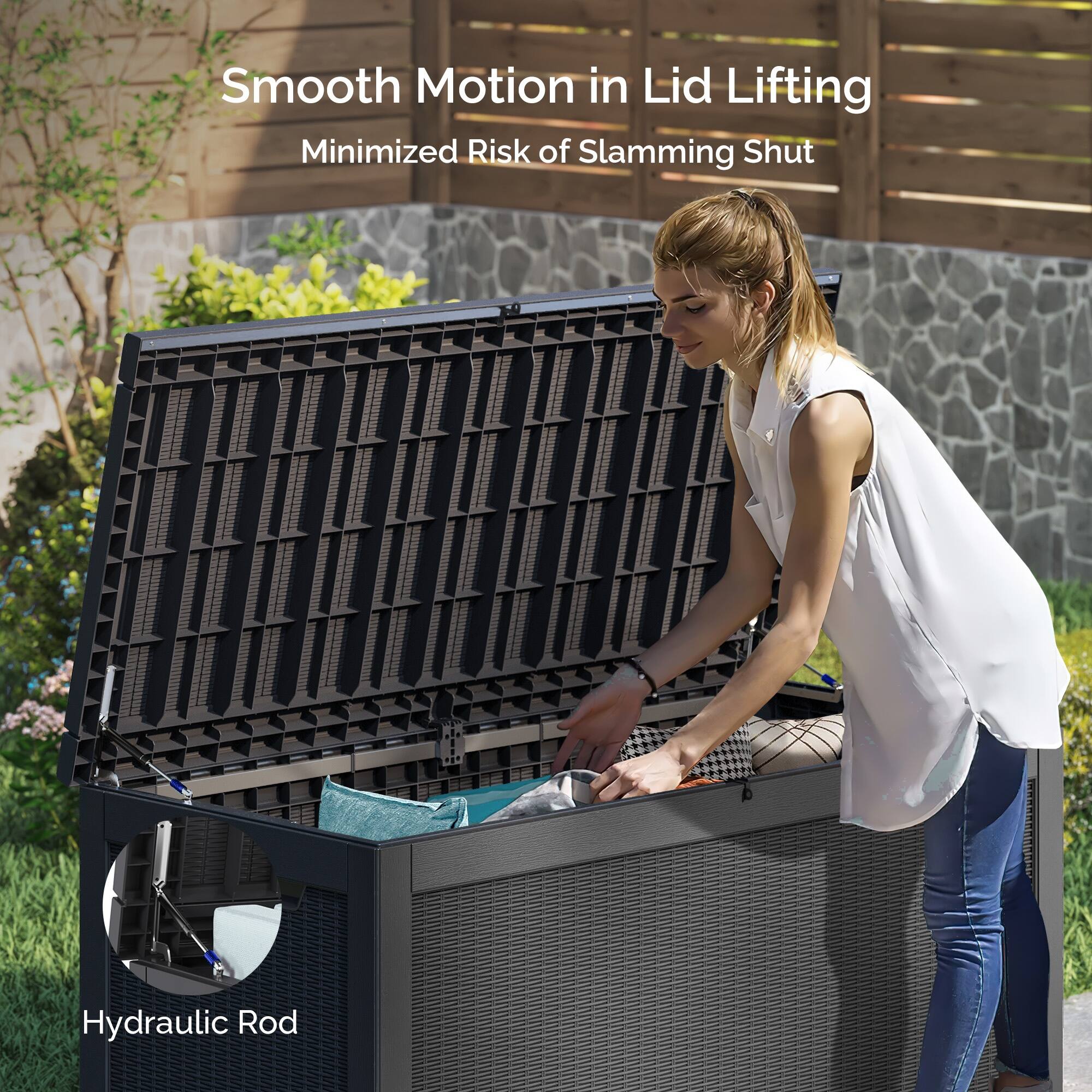 Smooth Motion in Lid Lifting  
Minimized Risk of Slamming Shut  
Hydraulic Rod