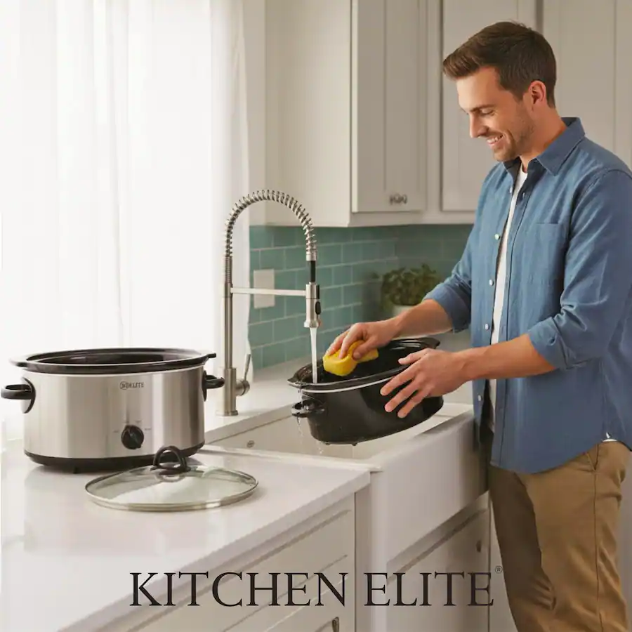 Kitchen Cocker Kitchen Elite 6 Qt Slow Cooker, Stainless Steel Ceramic Crock Pot with ...