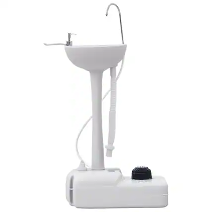 Front. Kleankin - kleankin Portable Hand Washing Station, Handwashing Station Basin with 4.5 Gallon Tank, Rolling Wheels, Soap Dispenser - Light Grey.