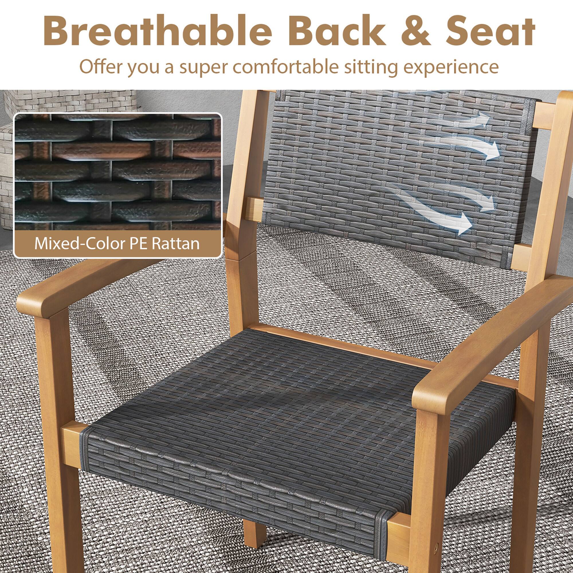 Breathable Back & Seat  
Offer you a super comfortable sitting experience  

Mixed-Color PE Rattan