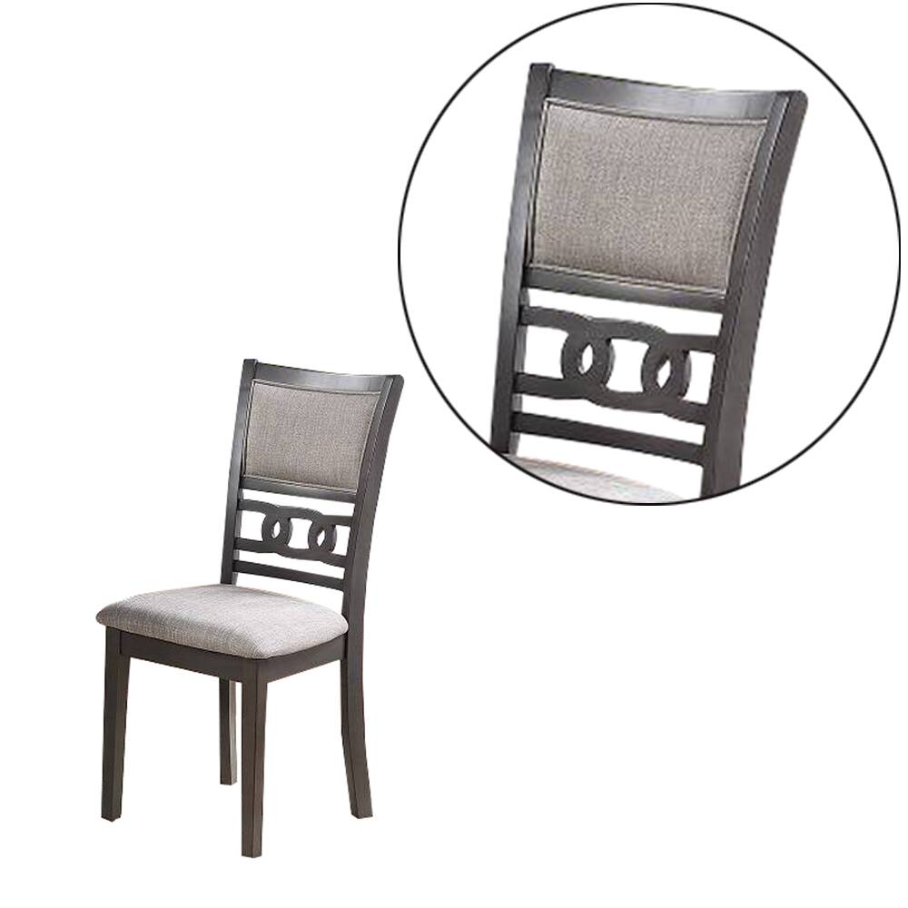 Alt View 3. Manhattan Lane - Fabric Upholstered Dining Chair with Panel Back, Knot Cut Outs, Set of 2 - Gray.