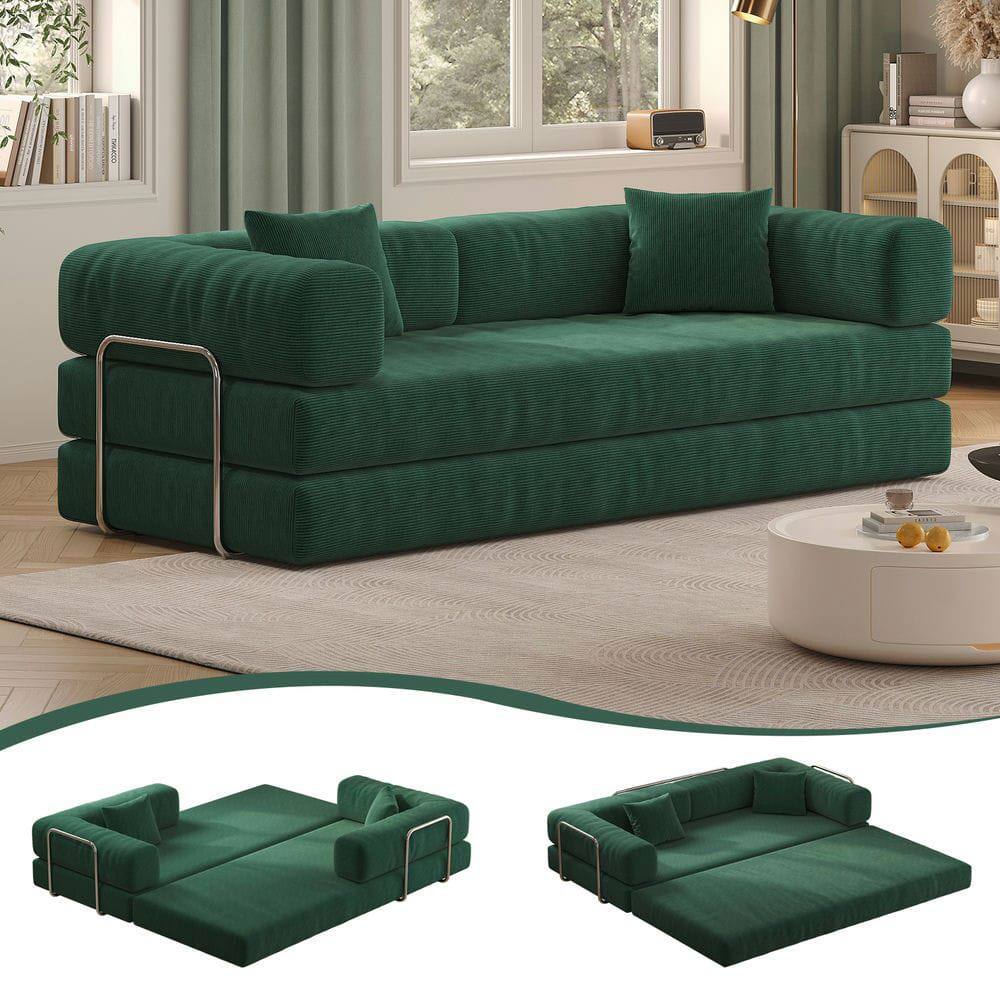 Alt View 10. Kadyn - 78.8" Modular Floor Sofa, Convertible Pudding Block Sectional with Armrests, Ready to Use, Green - Green.