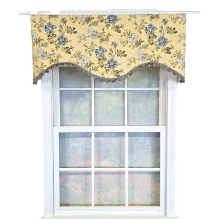 Front. RLF Home - RLF Home 100% Cotton Sunrise Cornice Fully lined Windows Rod Pocket Valance 50" x 17" Yellow - Yellow.