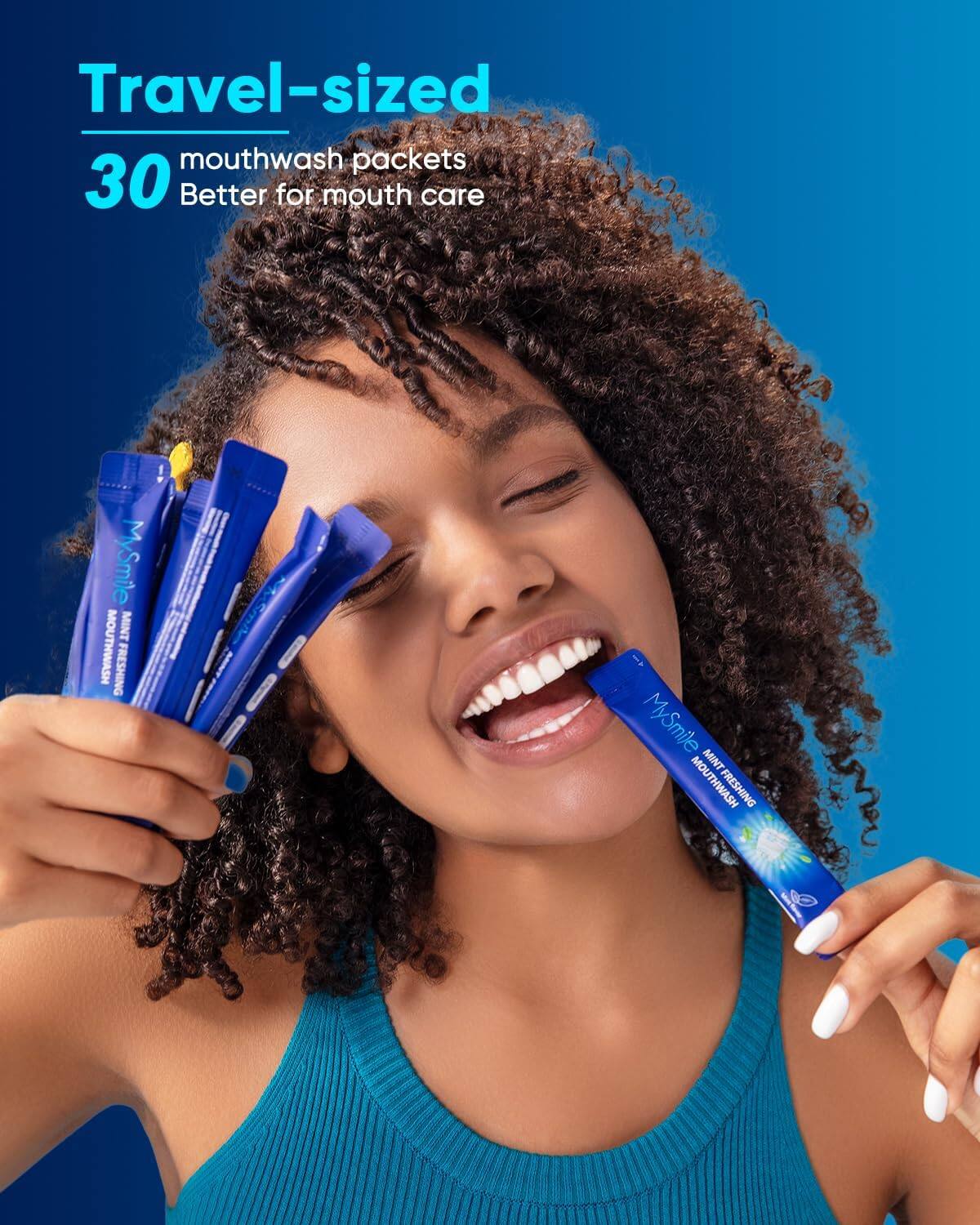 Travel-sized mouthwash packets 30 Better for mouth care MySmile MINT MOUTHWASH FRESHING