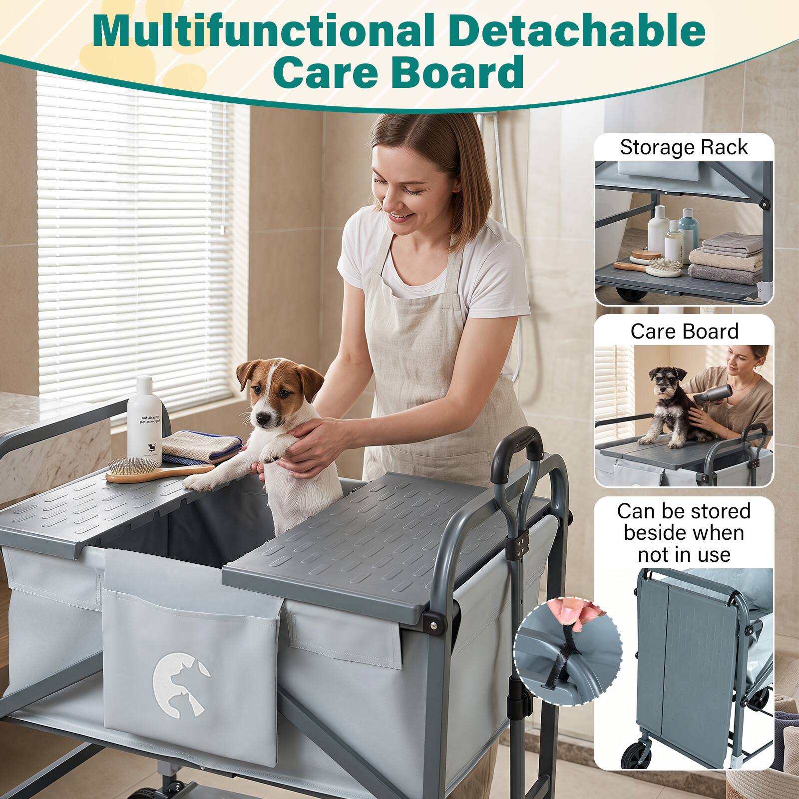 Multifunctional Detachable Care Board

Storage Rack

Care Board

Can be stored beside when not in use