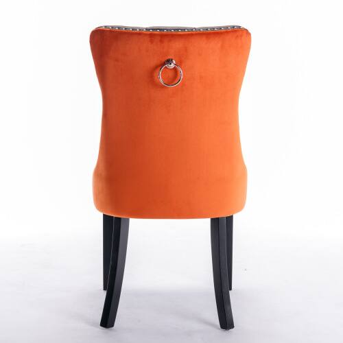 Alt View 2. LUCKY ONE - Assembled Tufted PU Velvet Dining Chair Set of 2 with Wood Legs Nailhead Trim High Back - Black PU.