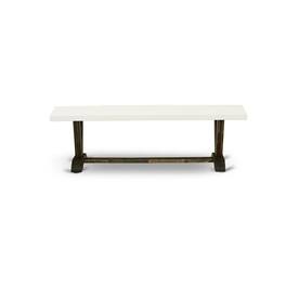 East West Furniture - V-Style Modern Dining Table Bench with Wooden Seat - Brown