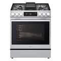 LG - 30-in Wide 6.3 Cu. Ft. Slide-In Gas True Convection Smart Range with 5 Burners, Air Fry, and Flex Control Knobs - Stainless Steel