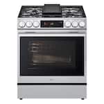 LG - 6.3 Cu. Ft. Slide-In Gas True Convection Smart Range with EasyClean, Air Fry, and Flex Control Knobs - Stainless Steel