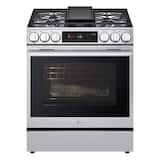LG - 30-in Wide 6.3 Cu. Ft. Slide-In Gas True Convection Smart Range with 5 Burners, Air Fry, and Flex Control Knobs - Stainless Steel