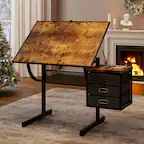 Front. GOODSILO - 1500-Piece Jigsaw Puzzle Table with Adjustable Angle, Storage Trays, and Desk Cover for Adults - Black.