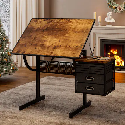 Front. GOODSILO - 1500-Piece Jigsaw Puzzle Table with Adjustable Angle, Storage Trays, and Desk Cover for Adults - Black.