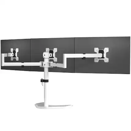 Front. Hirose Alice - Triple Monitor Stand Free Standing Three Lcd Fully Adjustable Desk Mount Fits 3 Screens Up To 27 Inch 22 Lbs - White-Triple.