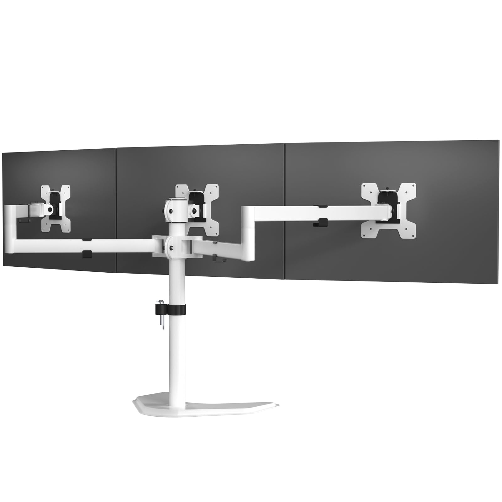 Hirose Alice - Triple Monitor Stand Free Standing Three Lcd Fully Adjustable Desk Mount Fits 3 Screens Up To 27 Inch 22 Lbs - White-Triple