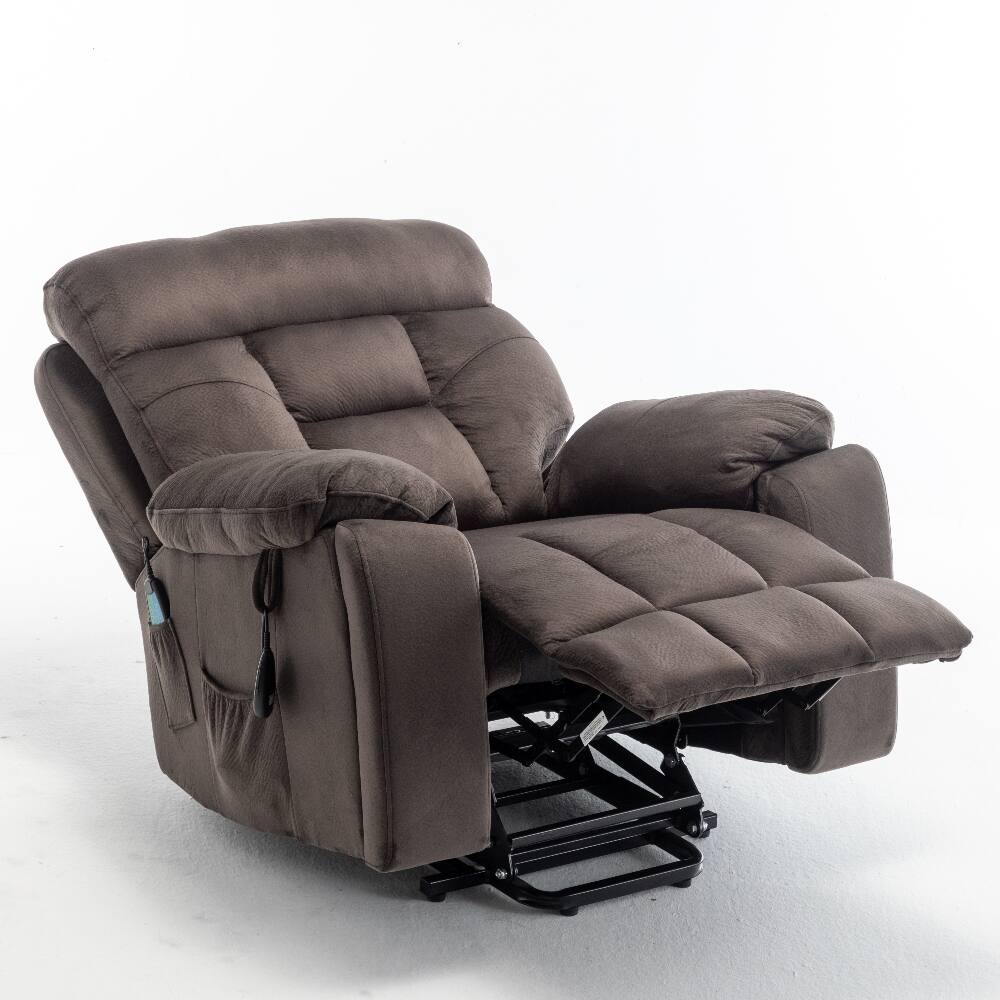 Alt View 9. Ropilly - Ropilly Power Lift Recliner for Elderly, Extra Wide Velvet Lift Chair with Heat and Massage, Antique Brown - Antique brown.