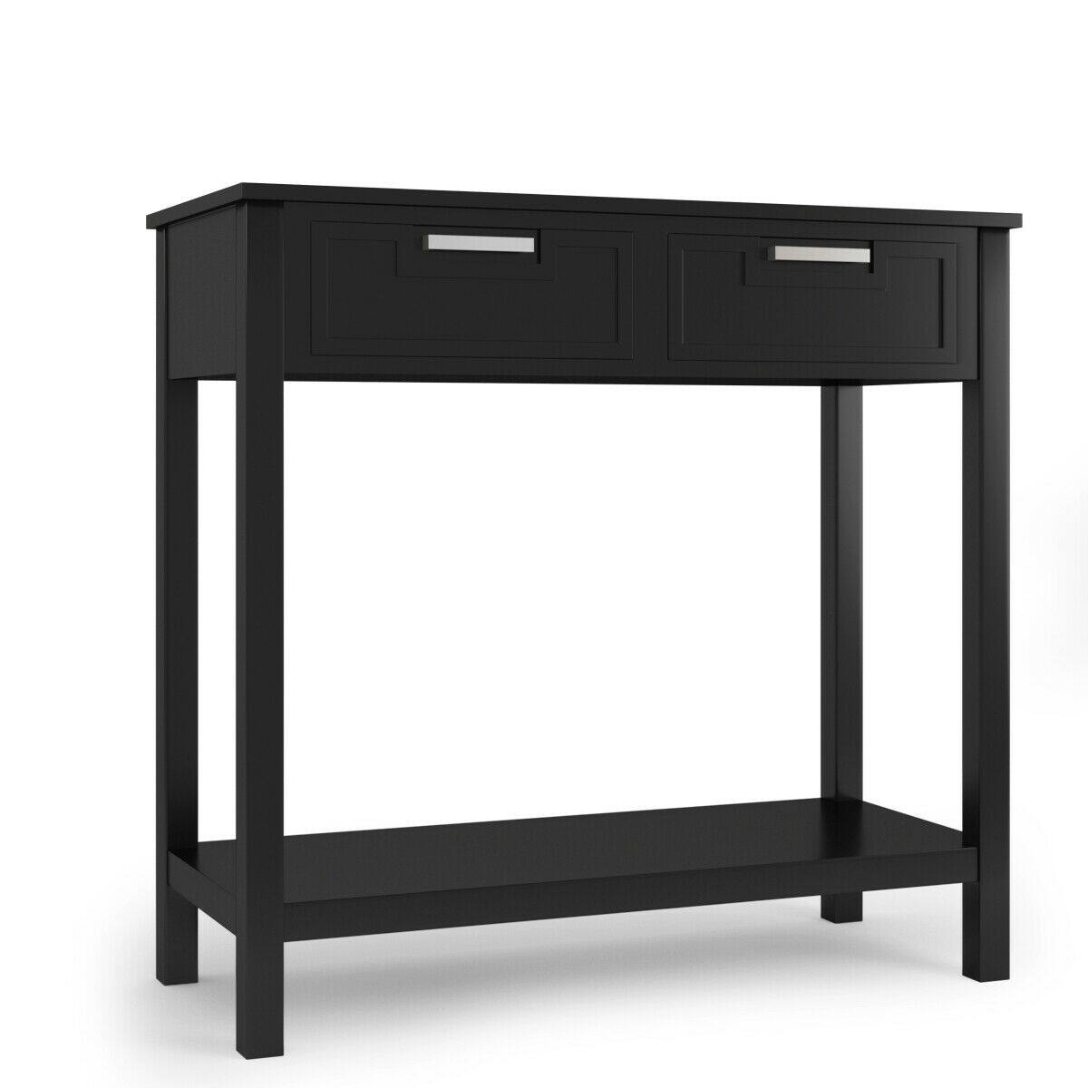 Alt View 5. Costway - Costway Accent Console Table Entryway Sofa Foyer Table Storage Shelf W/2 Drawers - Black.