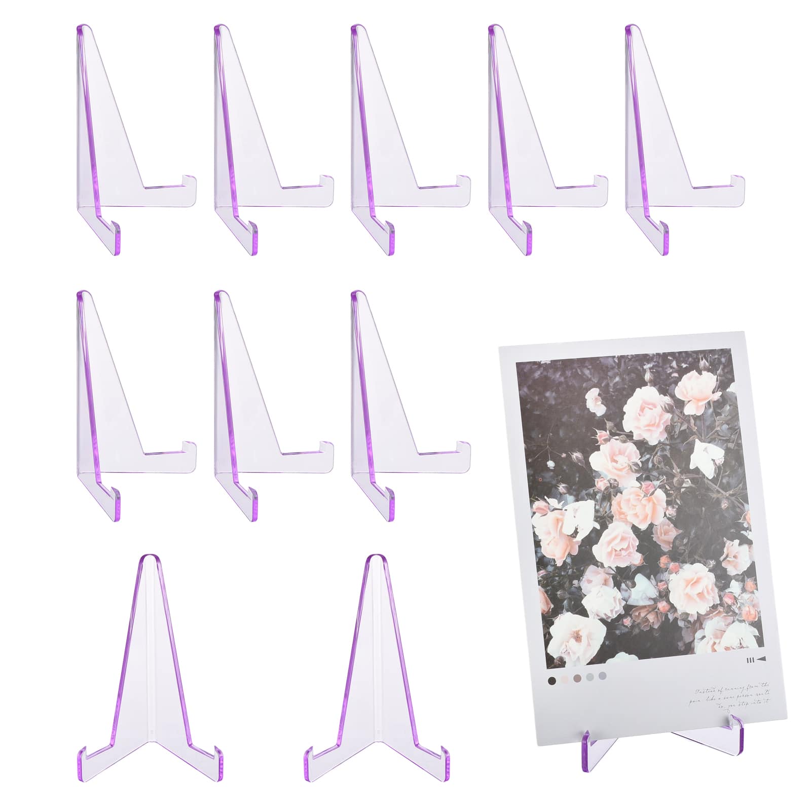 Unique Bargains - 10pcs Card Display Stand, 3.4" Clear Plastic Easel Stands Mini Picture Coin Display Easel Holder for Grade Card