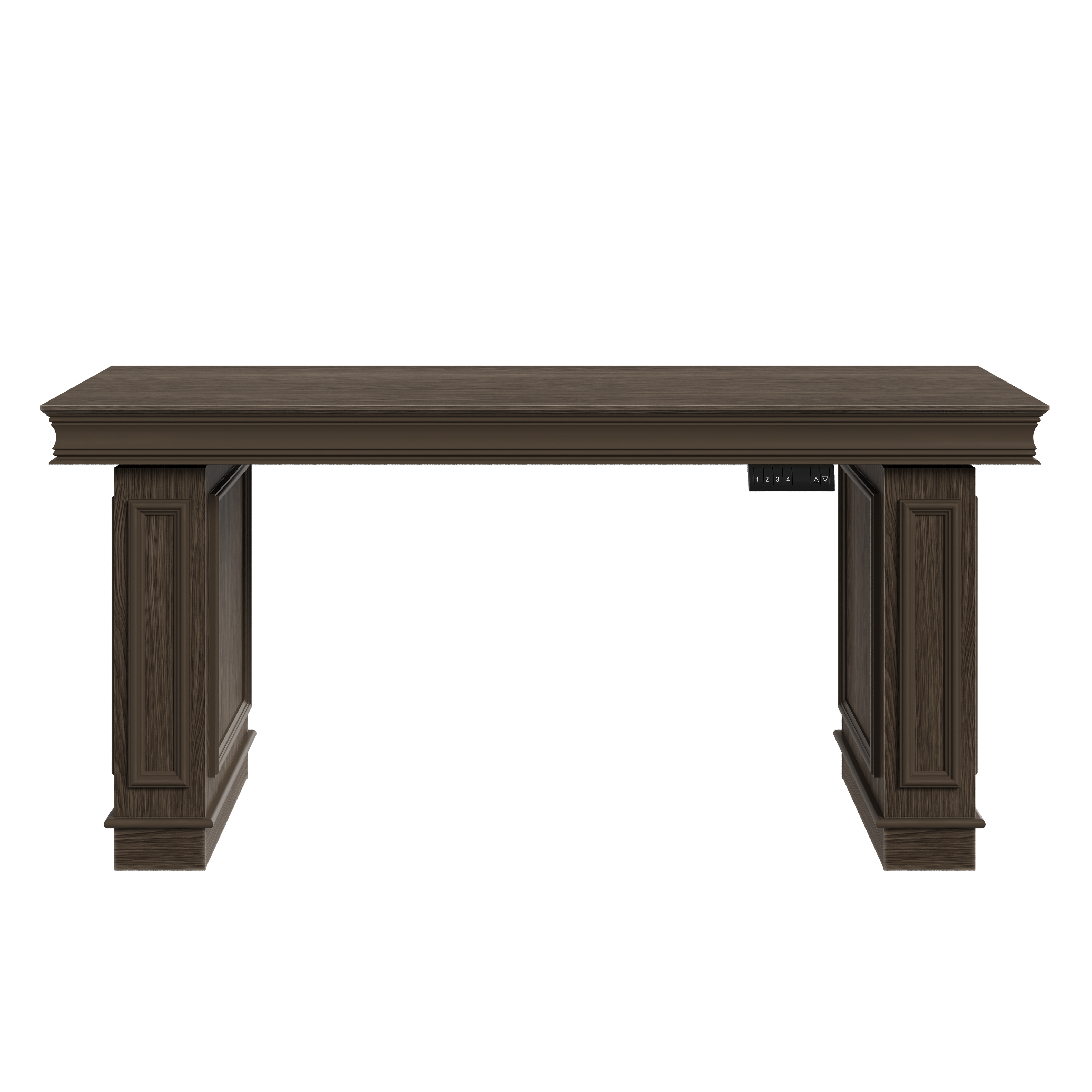 Alt View 2. Famapy - Electric Standing Desk with Side Cabinets, Heavy-Duty Height Adjustable Home Office Workstation with 4 Memory Presets - Dark Walnut.