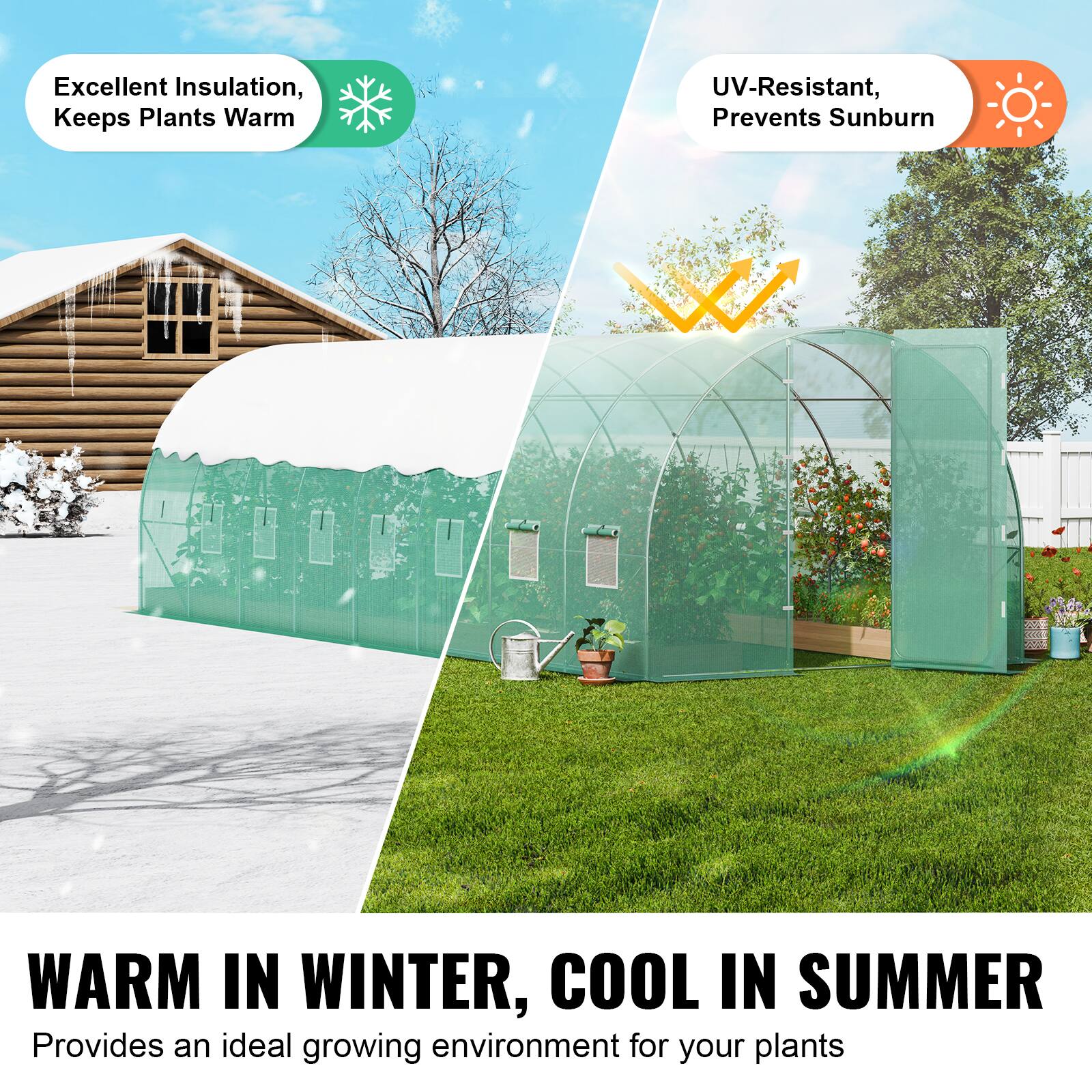 Excellent Insulation, Keeps Plants Warm, UV-Resistant, Prevents Sunburn, WARM IN WINTER, COOL IN SUMMER, Provides an ideal growing environment for your plants