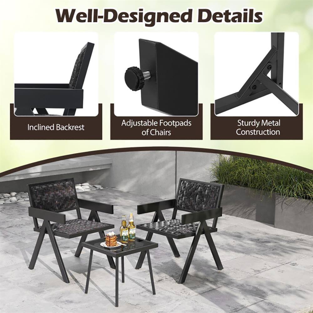 Well-Designed Details  
- Inclined Backrest  
- Adjustable Footpads of Chairs  
- Sturdy Metal Construction