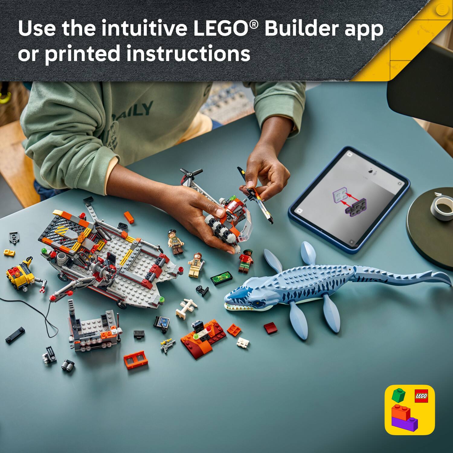 Use the intuitive LEGO® Builder app or printed instructions
