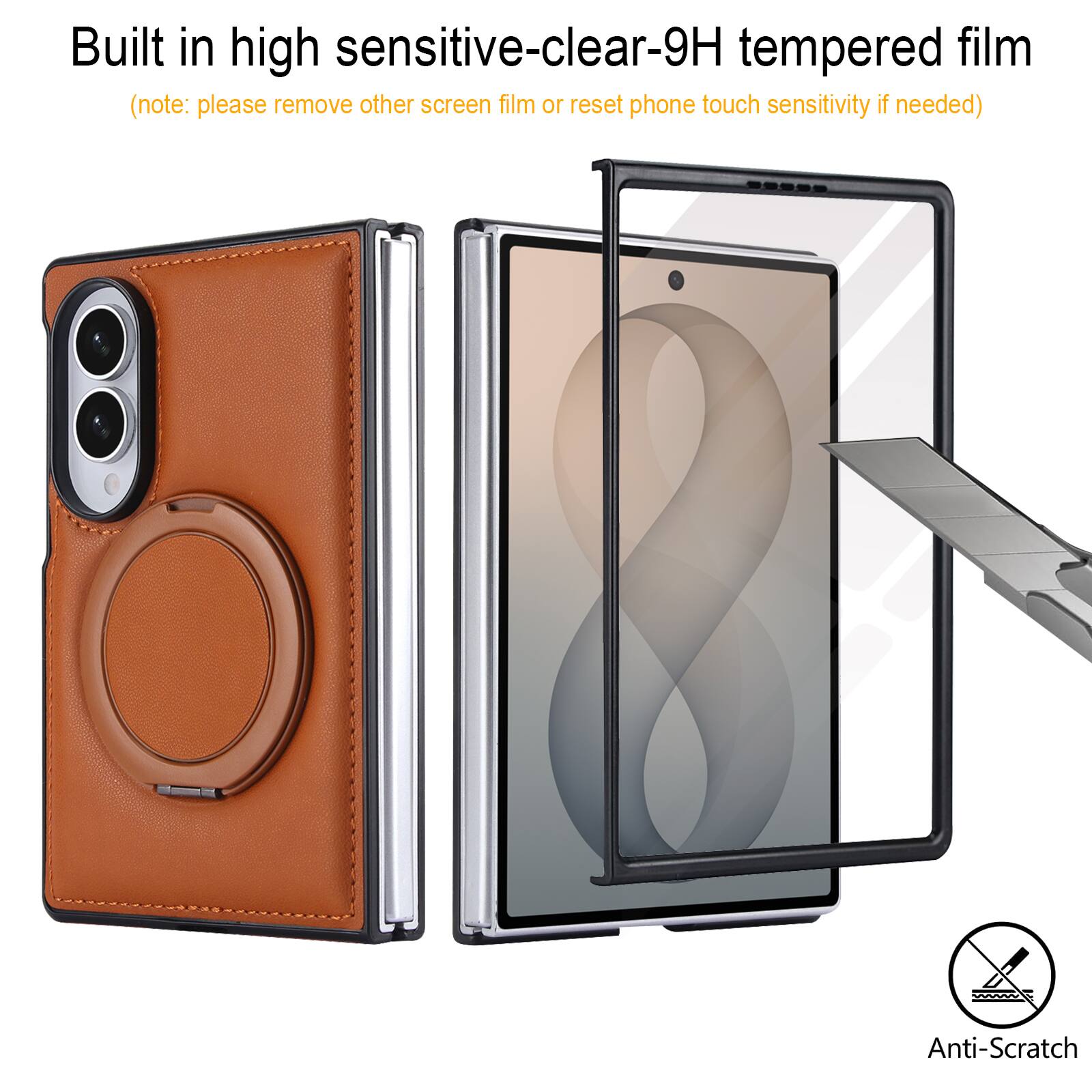 Built in high sensitive-clear-9H tempered film (note: please remove other screen film or reset phone touch sensitivity if needed)

Anti-Scratch