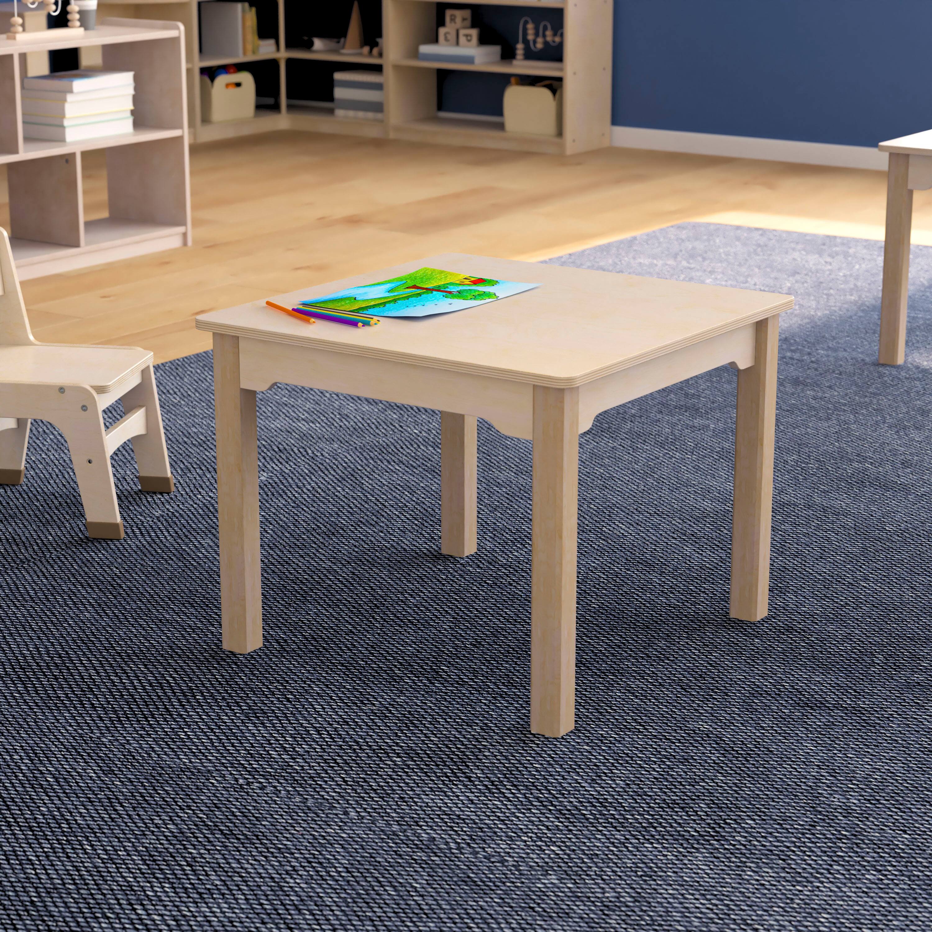 Alt View 1. Flash Furniture - Bright Beginnings Commercial Grade Wooden Square Preschool Classroom Activity Table, (23.5"W x 18"H), Beech - Natural.