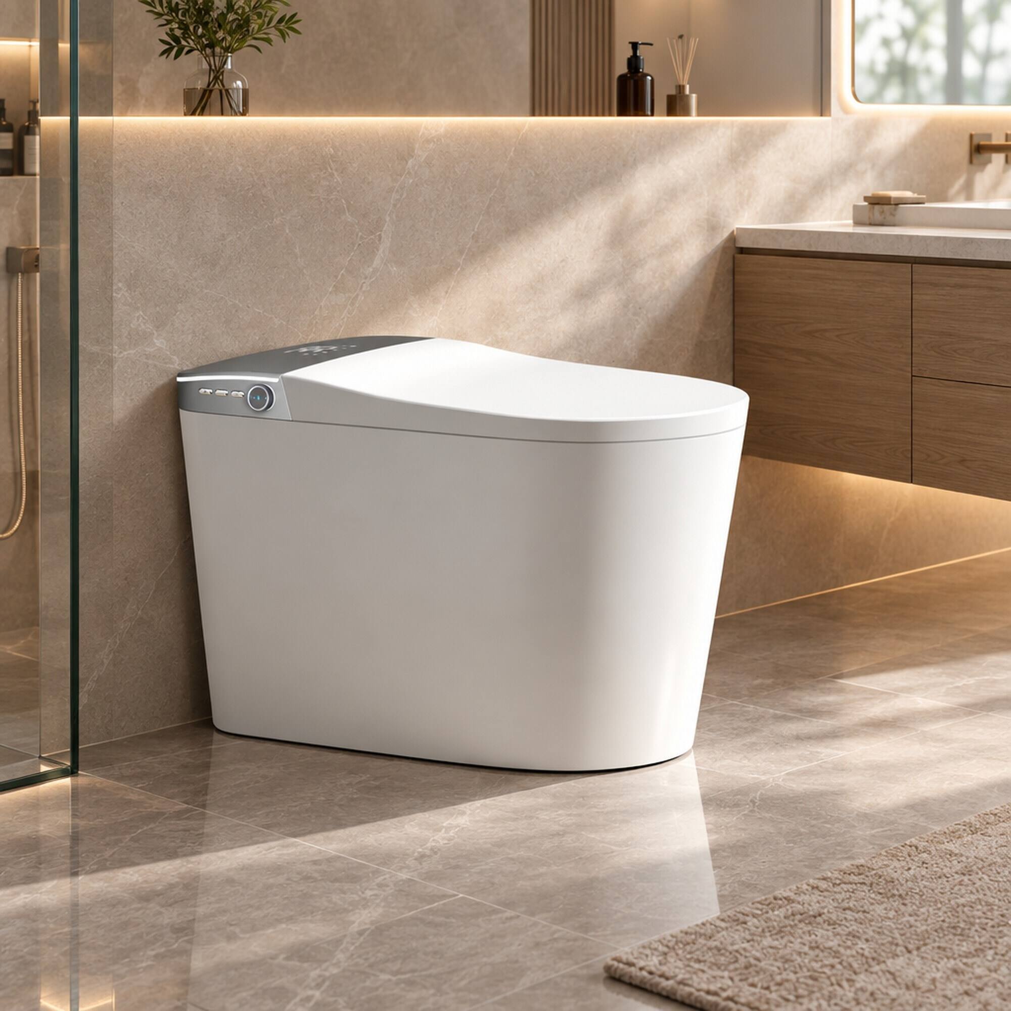 RYHNUYNE Smart Toilet, Ultraviolet Light Heated Seat Wireless Remote ...