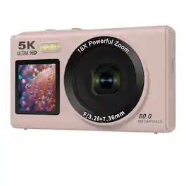 Aries - SnapVlog 5K WiFi Digital Camera with Front Selfie Screen & 16X Zoom (Pink)
