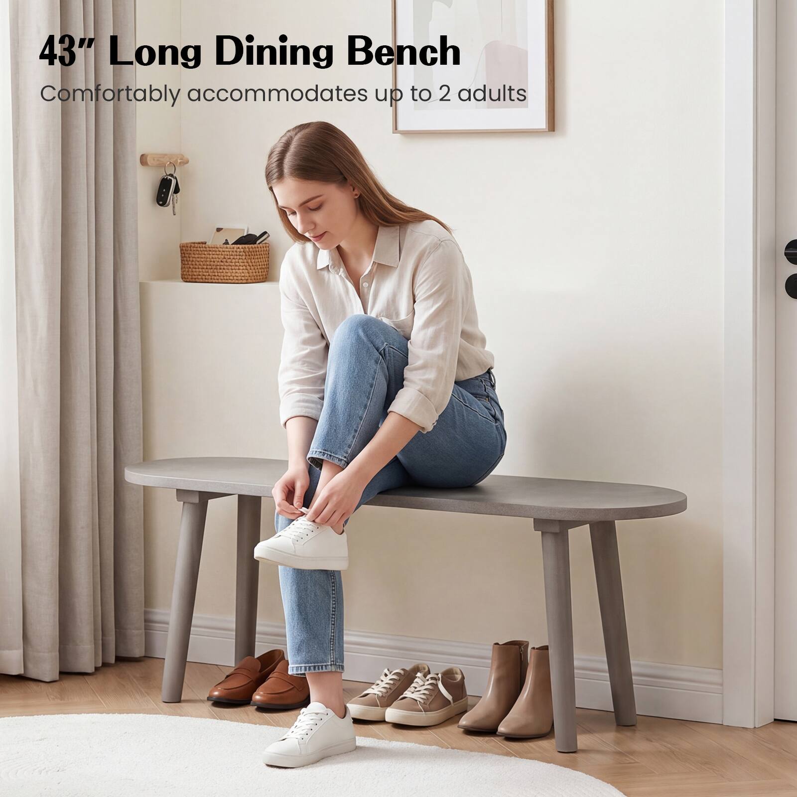 43" Long Dining Bench  
Comfortably accommodates up to 2 adults