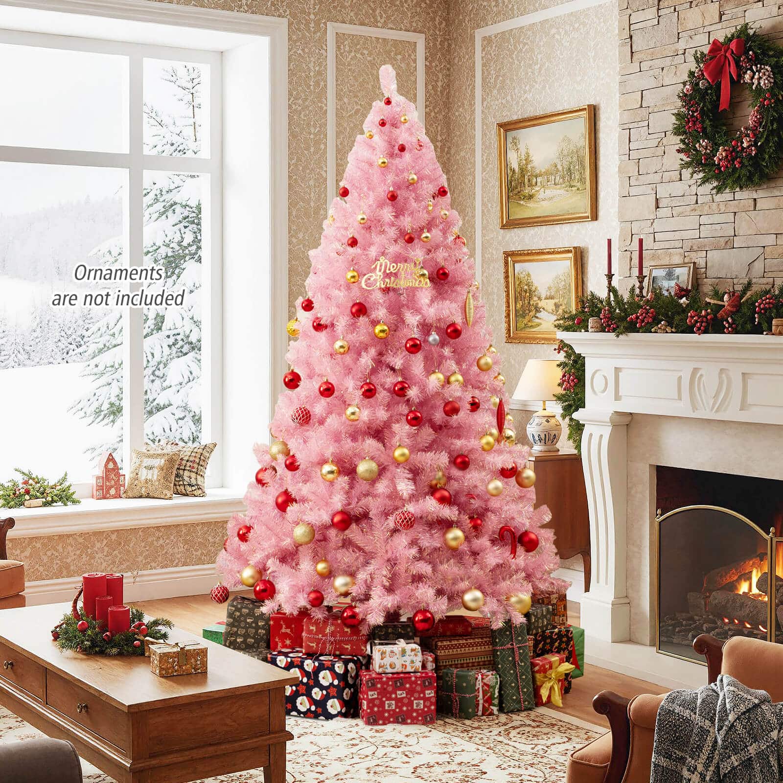 Costway 7.5 FT Artificial Xmas Tree with 1300 Branch Tips, 550