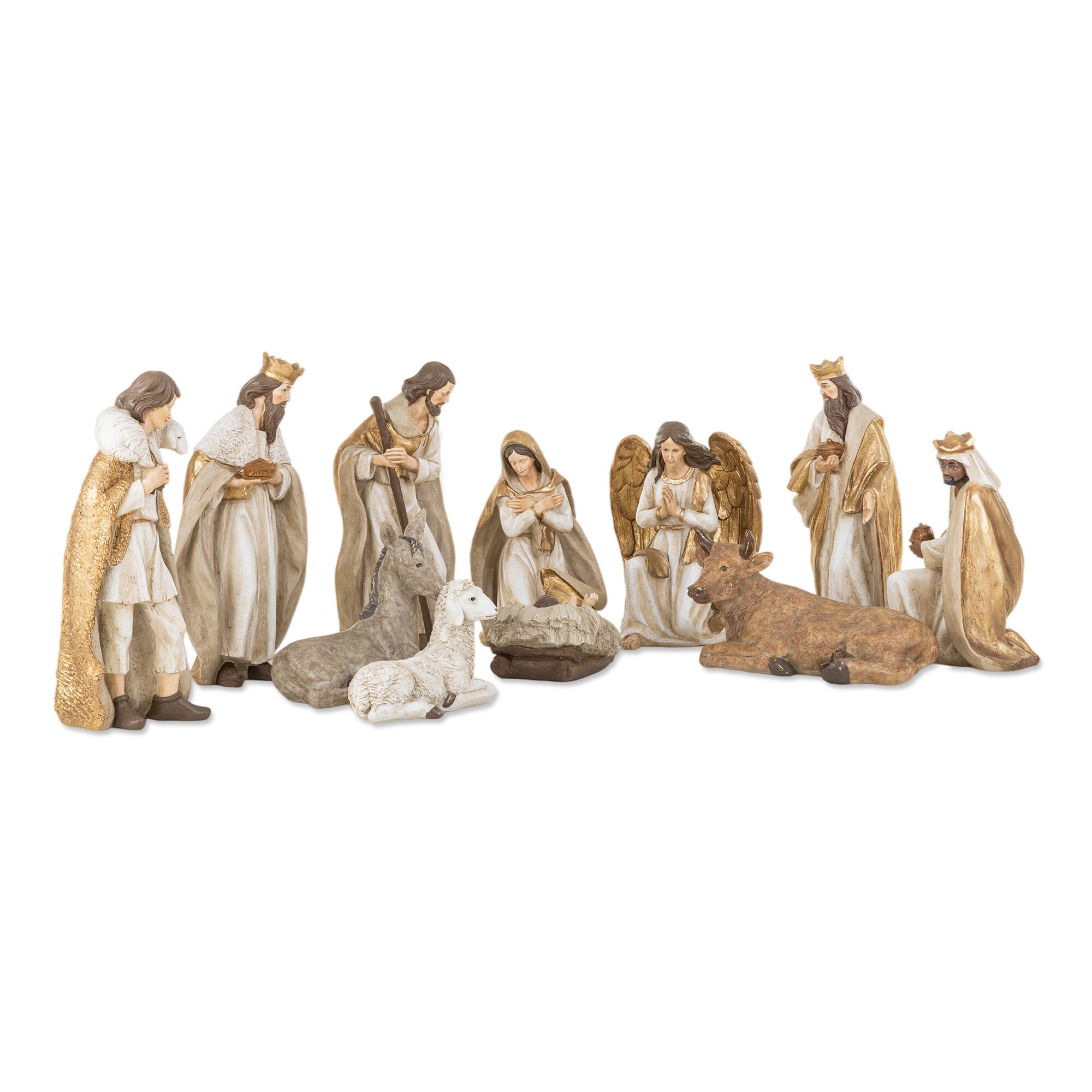 Angle. Glitzhome - 31.75"H Majestic Oversized Resin Nativity Figurine Set - Multi-Colored.