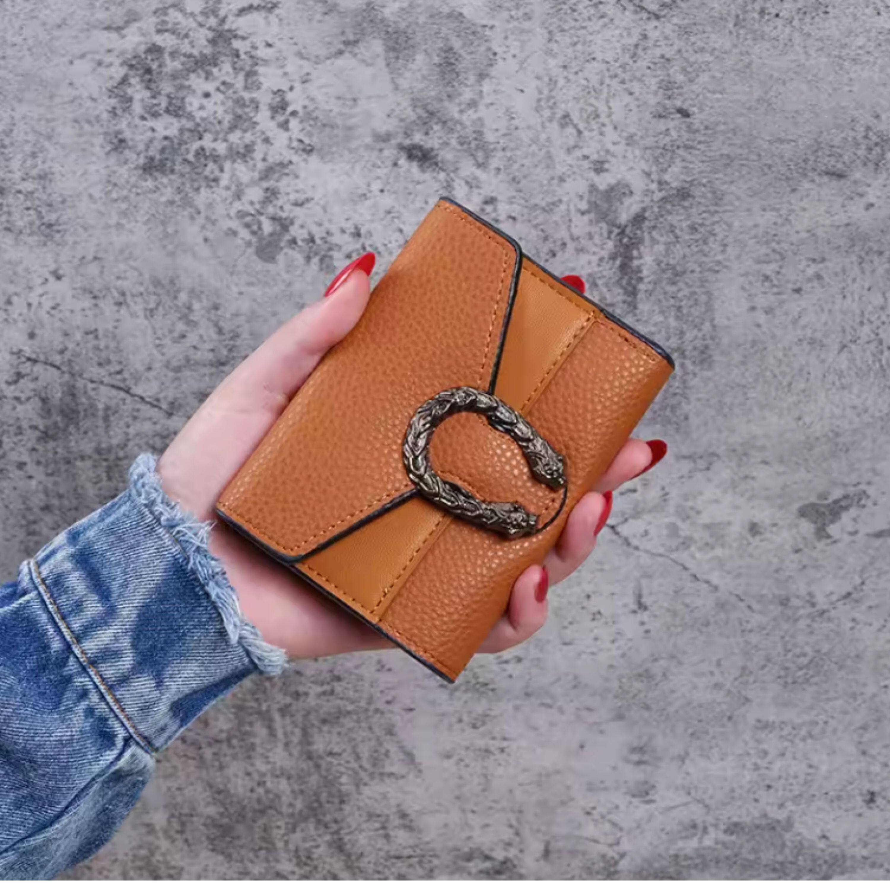 Angle. Kitcheniva - Women's Modern Multifunctional Wallet, Brown - Brown.