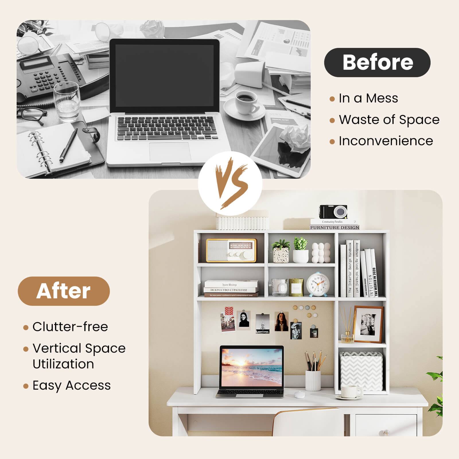 Before VS In a Mess Waste of Space Inconvenience

After
- Clutter-free
- Vertical Space Utilization
- Easy Access