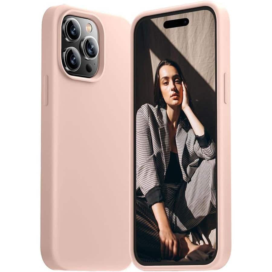 Front. Entronix - Entronix Liquid Silicone Case for iPhone 16 Pro Max - Ultimate Protection and Style - Rose Gold.