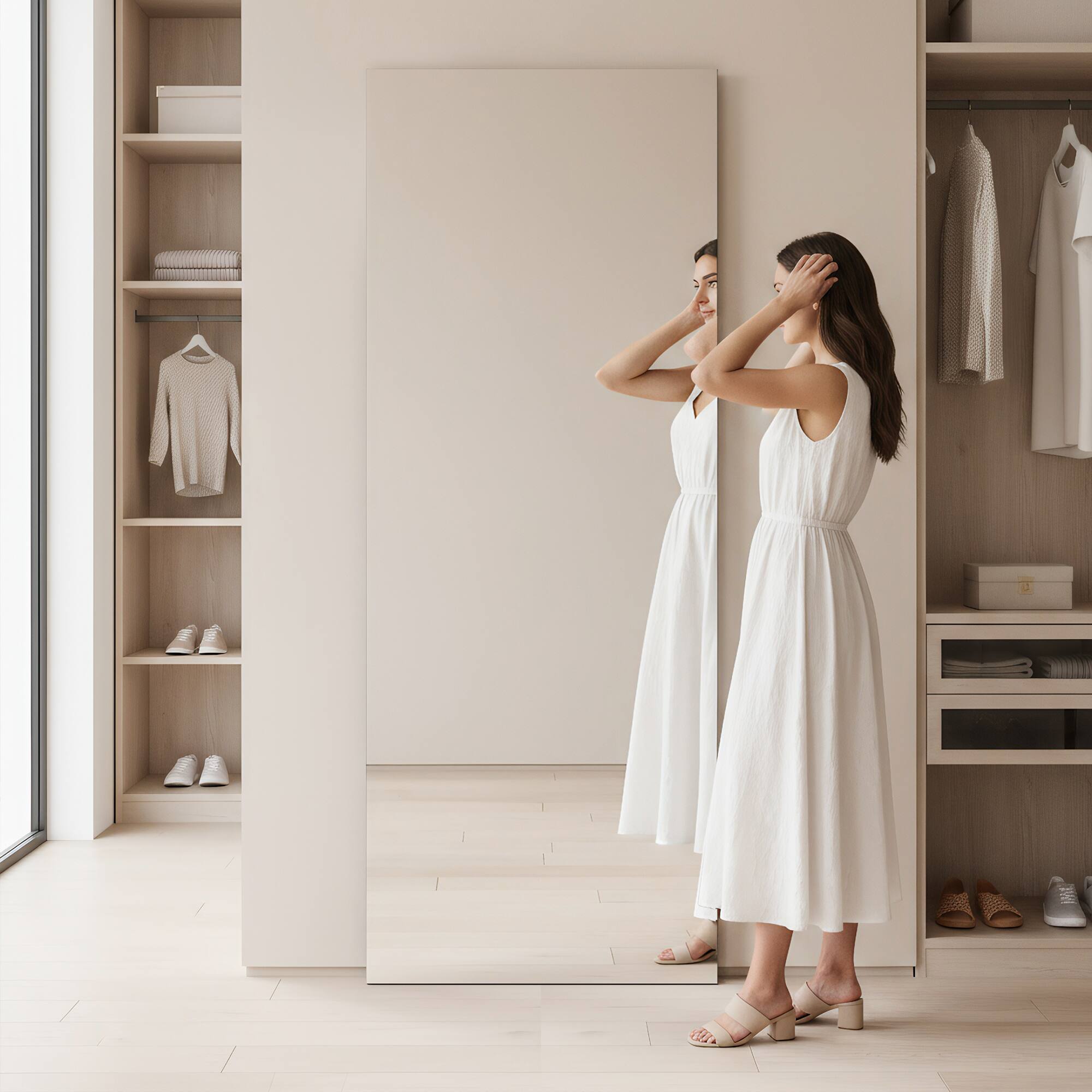 Front. Spaco - Spaco 71 x 28 Rectangle Frameless Anti Full-Length Tempered Mirror with Aluminum Back Frame - Black.