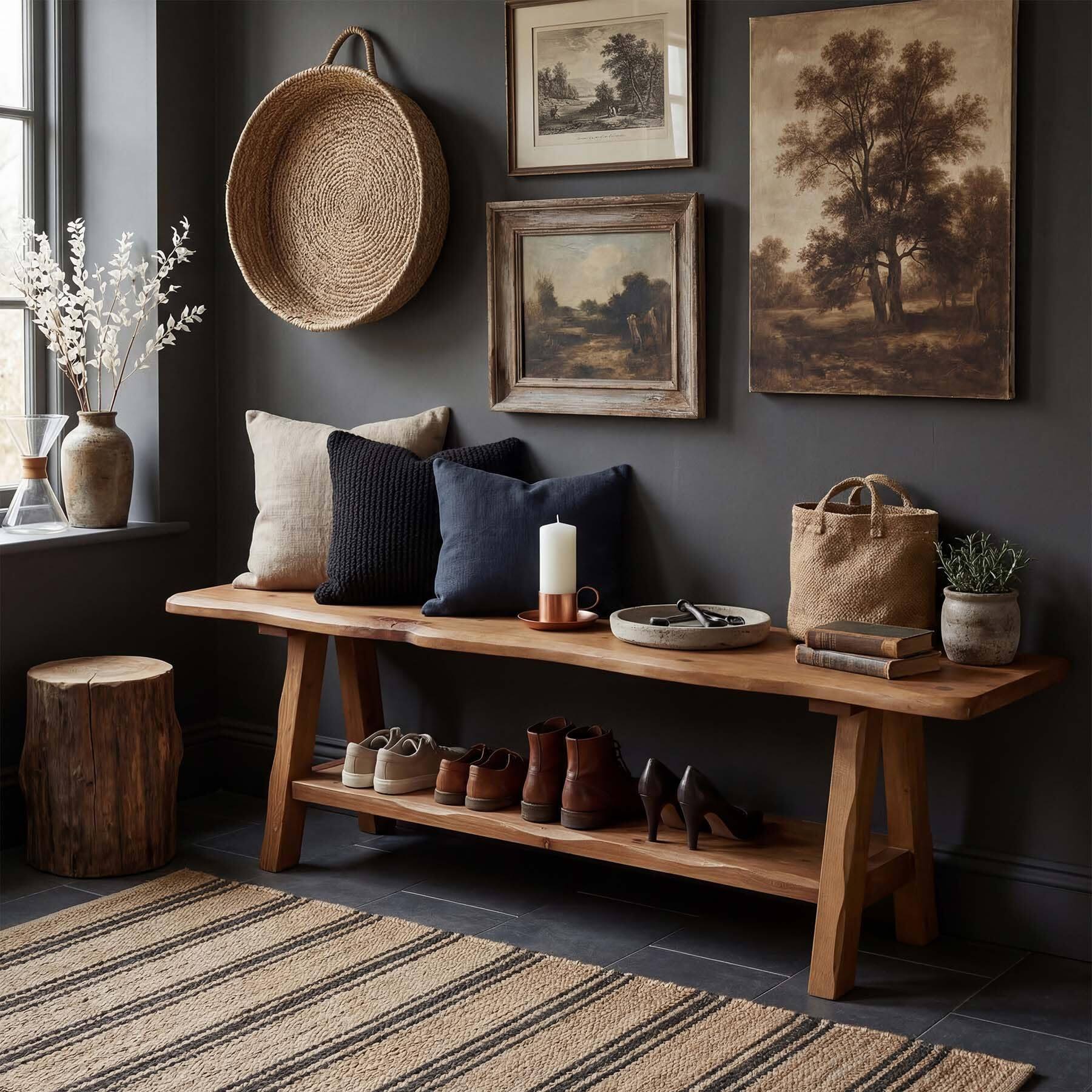 Tribesigns 55 Inch Solid Wood Entryway Bench, Farmhouse Long End of Bed ...