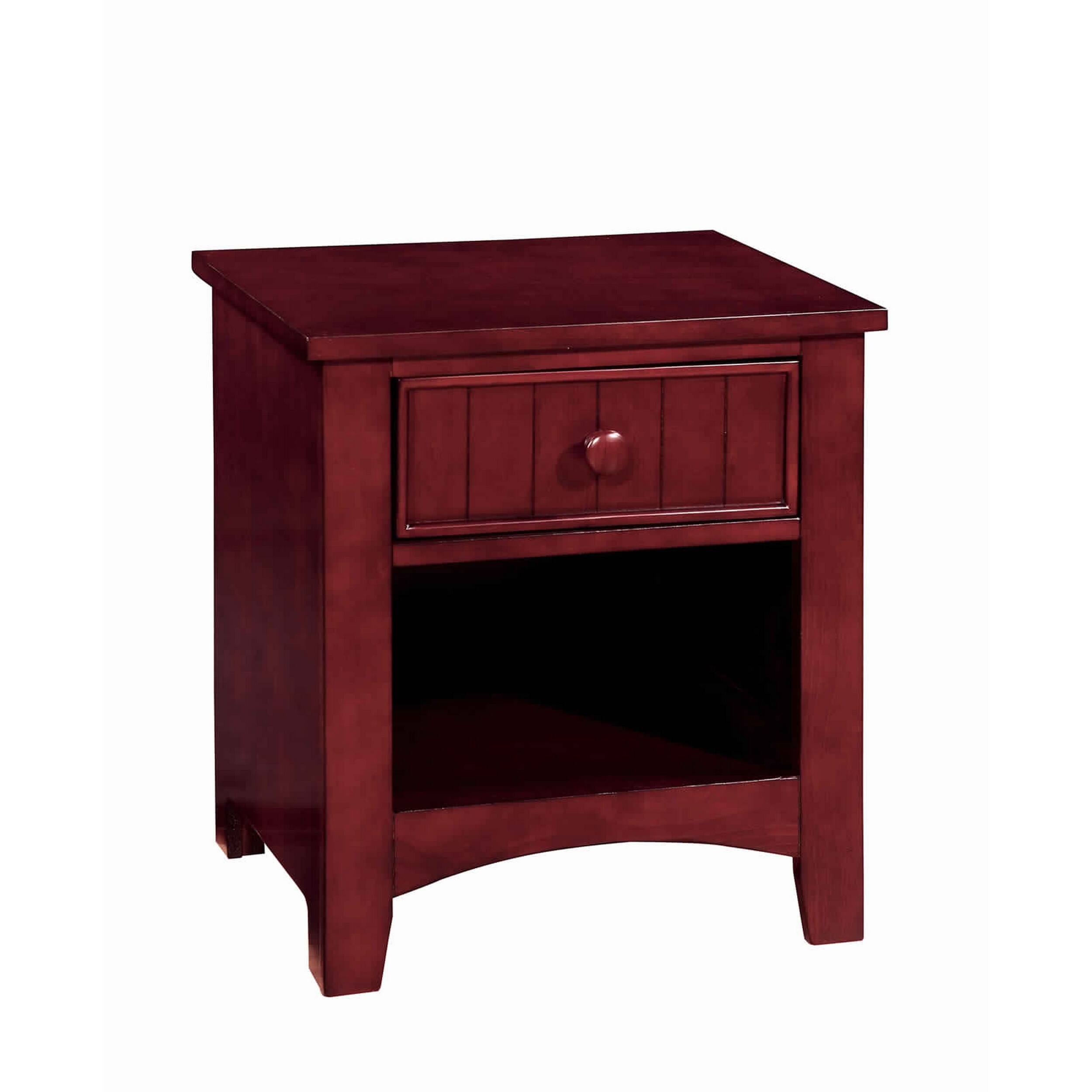 Front. Manhattan Lane - Wooden Night Stand With One Drawer And Open Shelf - Brown.