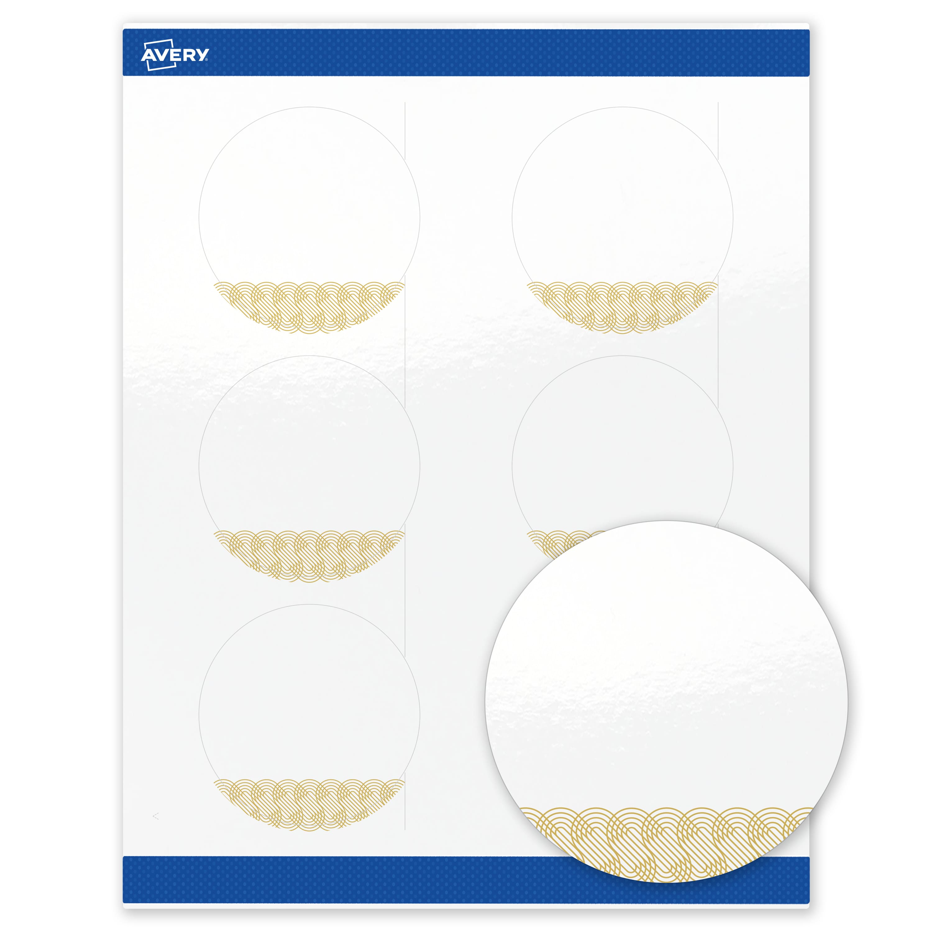 "Avery - Labels, 3"" Diameter, Glossy Gold Lace Trim - White" price history on PriceWatchPro