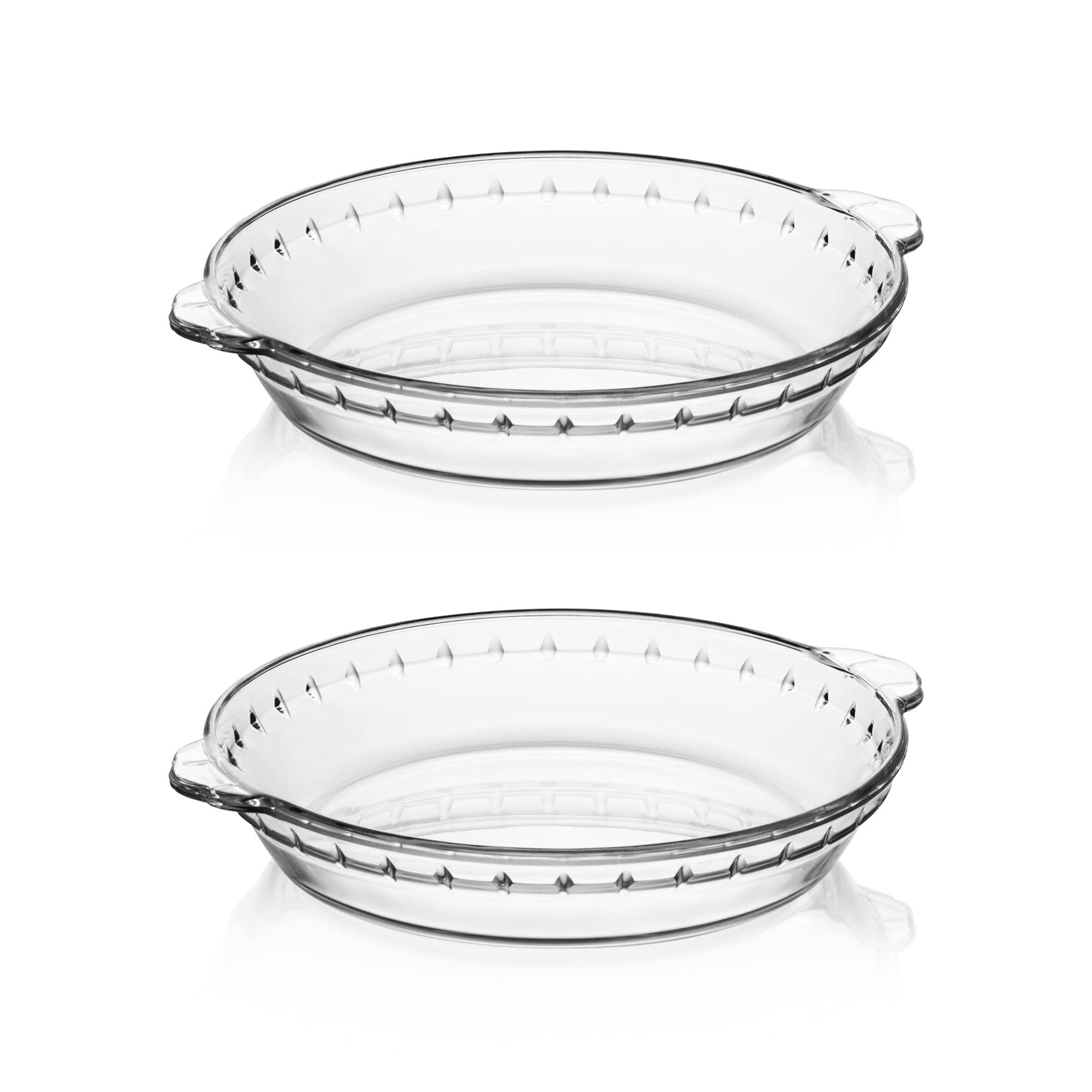 Front. PARKER SLATER - 2-pack Glass Pie Pan 7.5-inch Round Baking Dish With Non-stick Coating And Soft Wave Edge For Pumpkin Pot Pies.